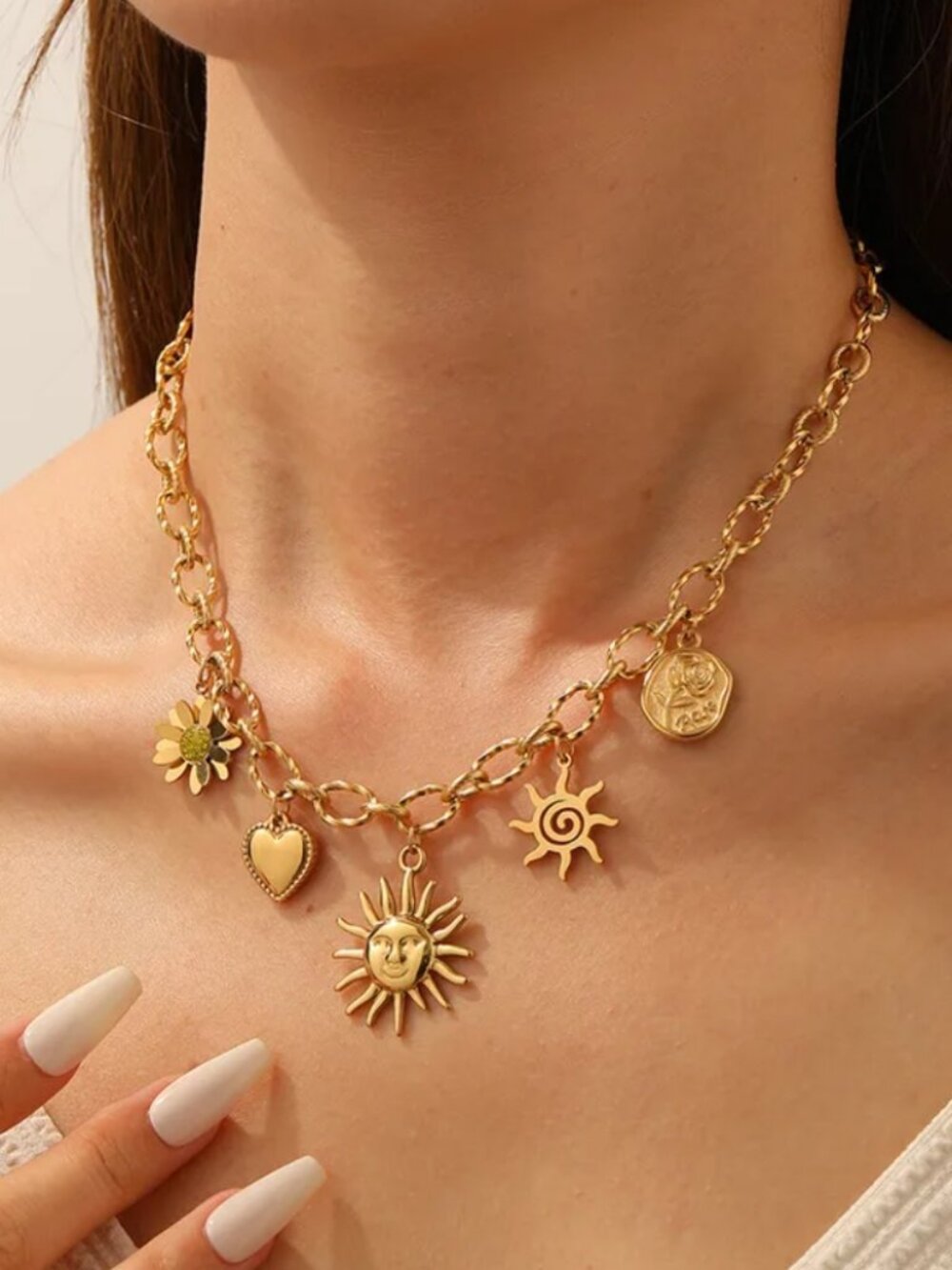 Stainless Steel Sun Necklace